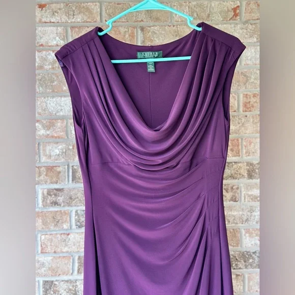 Lauren Ralph Lauren Elegant Purple Draped Dress - Picture 2 of 7